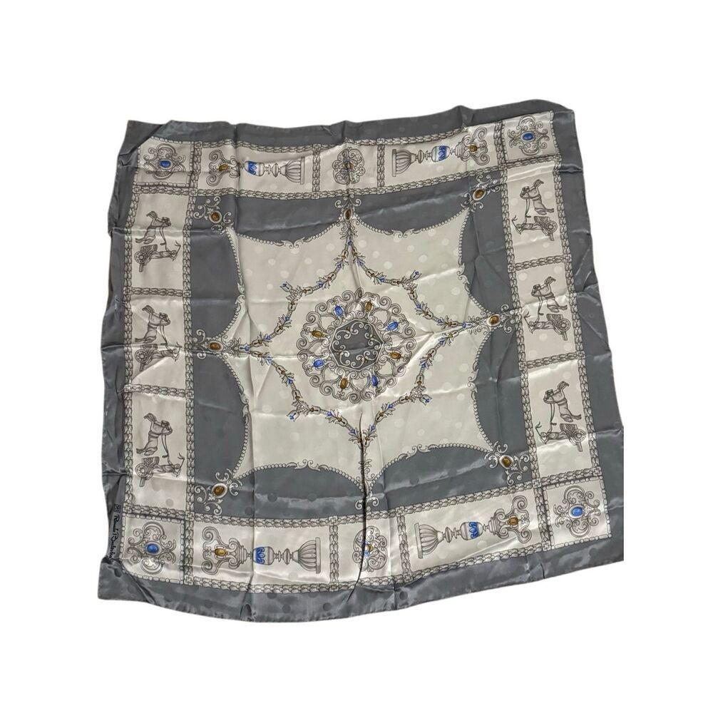 Renato Balestra 100% Silk Printed Scarf Gray Off-white OS